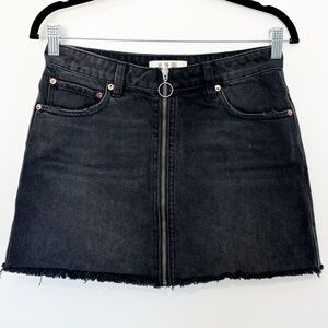 WE THE FREE Black Denim Mini Skirt Full Front Zip Size 27 Free People